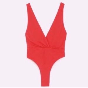 ZARA Deep V One-Piece Swimsuit